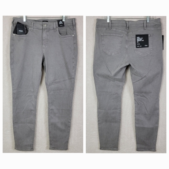 Silver Jeans Gray Suki Curvy Mid Rise Skinny Denim Jeans Sz‎ 34x29 Plus Size NEW - Picture 1 of 13